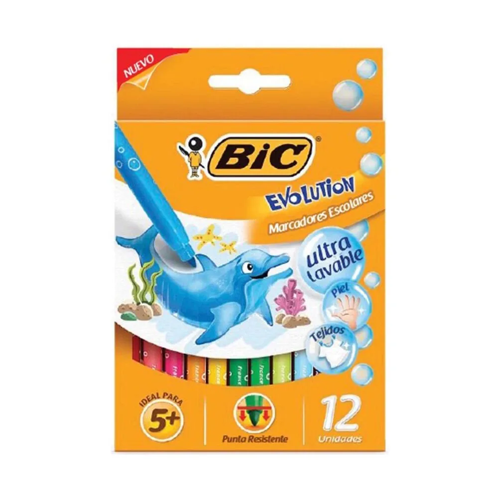 MARCADOR ESCOLAR BIC EVOLUTION PLUMONES X12 (copia)
