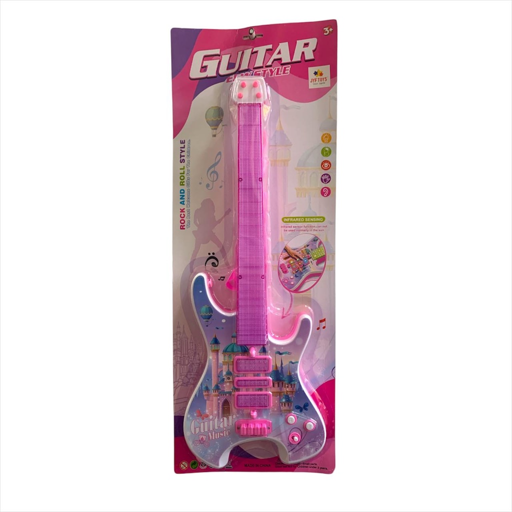 GUITARRA ROSA EN BLISTER CON SONIDO