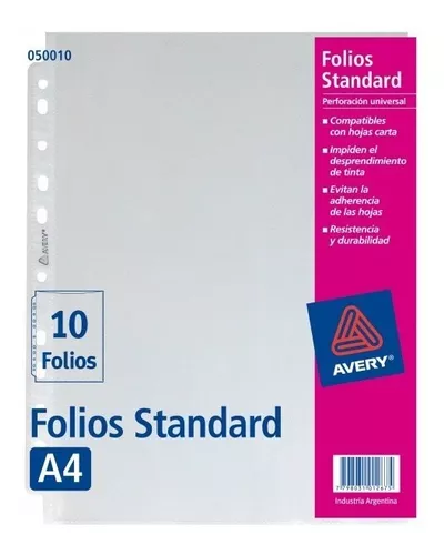 [7798031012699] FOLIOS OFICIO PACK X10 AVERY