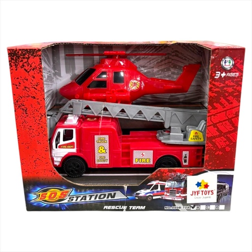 [1514106] SET DE BOMBERO CON CAMION Y HELICOPTERO